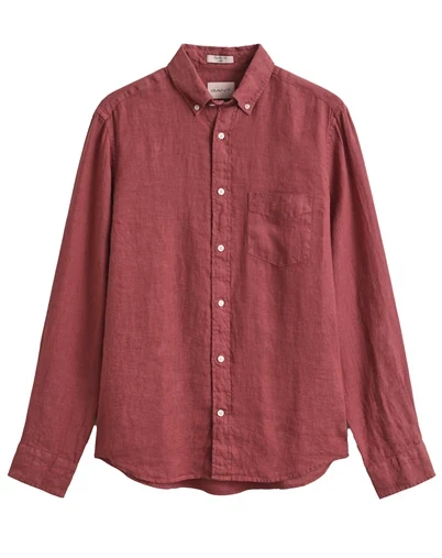 Gant - Reg GMNT Linen Skjorte - Dusty Brick Red